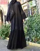 Elegant Muslim Embroidery Maxi Dress Pleated Abaya Cardigan Kimono Long Robe Gowns Jubah Middle East Eid Ramadan Arab Islamic