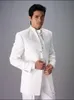 Slim Fit три кнопки Белый вышивка свадьба жених смокинги стенд воротник женихи мужчины костюмы Пром блейзер (куртка + брюки + жилет + галстук) нет: 1958