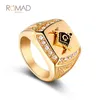 New Gold Color Signet Symbols stones Titanium 316L Stainless Steel Masonic Men Ring Freemason Male Rings Jewelry Gift