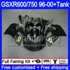 Body +Tank For SUZUKI Matte black full SRAD GSXR 750 600 GSXR600 96 97 98 99 00 291HM.8 GSXR-600 GSXR750 1996 1997 1998 1999 2000 Fairings