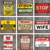 40 Styles Metal Tin Sign " Warning" Metal Poster Retro Iron Painting Family Rules Bar Pub Cafe Home Restaurant Store Decoration