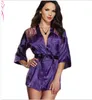 3 pecs seksowny luźny solidny damski z długim rękawem Hot Causal Women Sexy Sleepwear Nightgown Satin Silk Babydoll Koronki Szaty Sleep Sukienka