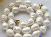 Klassieke 11-12 mm zuidzee witte barokke parelketting 18 inch 14 karaats gouden sluiting