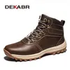 DEKABR 2019 Winter Genuine Leather Ankle Snow Men Boots With Fur Plush Warm Men Casual Boots High Quality Waterproof