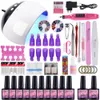 Nail Art Kits Set UV LED-lampa Torktumlare med Välj färger Gel Polsk kit suga av manikyrborrmaskinverktyg