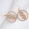Dingle örhängen minimalistisk kryad rund droppörhängen för kvinnor pengar teckna US dollar strass örhänge smycken6425861