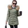 플러스 사이즈 겨울 가짜 모피 후드 다운 재킷 여성 솔리드 컬러 지퍼 긴 코트