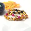 New Design Rose Diamond Leopard Bracelets With 8mm Natural Golden Tiger Eye Beaded Bracelet Full Diamond Panther Bangle Jewelry