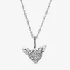 100% 925 Sterling Silver Pave Heart and Angel Wings Necklaces Fashion Women Wedding Engagement Jewelry Accessories