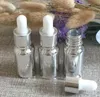 Hot Sale Högkvalitativa 100PCs Tom 10 ml Glass Dropper Flaskor, 10 ml Silver Färgade Glas Dropper Flaskor Partihandel