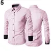 Fashion-Men Casual Business Knappad Formell Långärmad Grid Slim Fit Stylish Luxury Shirt Top Navy Burgun för Man