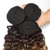 Brazylijskie włosy głębokie wiązki 3 sztuk z zamknięciem Ombre Honey Blonde