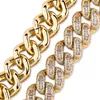 14 -миллиметровый хип -хоп Iced Out Cz Stone Bling Miami Churb Cuban Link Chain Ожерелья индивидуальность может открыть блокировки мужчин Bling Rapper Collece