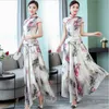 Costumes chinois originaux améliorés Jaket + jupe affichage long cheongsam Costume slim rétro fée ensemble de vêtements gracieux qipao manches courtes
