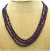 Neue NATÜRLICHE 3 Reihen 2X4mm FACETTIERTE Amethyst PERLEN HALSKETTE 16-18''