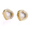 Wholesale-New trendy fashion luxury designer simple cute lovely diamond heart locket titanium stud earrings for woman