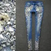 Kvinnors Jeans Kvinnor Lyx Rhinestones Diamond Denim Womenskinny Stretch Pencil Slim Vintage1