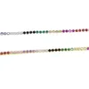 Hela europeiska USA Women Gift Jewelry Rainbow CZ Tennis Choker Necklace Statement Halsband Färgglada sten 2mm Tennis Choker300m