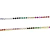 Whole- european usa women gift jewelry rainbow cz tennis choker necklace statement necklaces colorful stone 2mm tennis choker294L