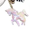 30pcs / lot Animais Cavalo Chaveiros Sequins Car Pendant Ornament Key Anel for Girls Decoração Saco Chaveiro Jóias Chaveiro