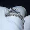 choucong Vintage Three stone Promise Ring 5A Zircon Cz 925 Sterling Silver Engagement Wedding Band Rings for Women Jewelry