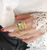 Fashion Luxury Colorful Shell Big Rings For Women Personality Geometric Square Statement Designer Ring Bijoux Top Quality Gifts289v