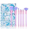 7pcs Makeup Brushes Glitter Crystal Makeup Brushes مجموعة المهنية مستحضرات التجميل أداة مسحوق الأساس ظلال العيون المكياج فرشاة