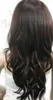 PERRUQUE livraison gratuite Résistant À La Chaleur Femmes Brun Foncé Longue Ondulée Oblique Frange Cosplay Cheveux Pleine Perruque