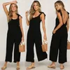 Kvinnors jumpsuits Women's Rompers 2022 Summer Women Jumpsuit Long Pants Sexig V-ringad solid ￤rml￶s One Piece Bodysuit Jumpsuit1