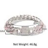 White Pink Cubic Zirconia Ice Out Two Tone Miami Cuban Link Chain Bracelets Can open Lock Women Men Bling CZ Rapper Jewelry298f