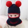 Nuovo cappello invernale per bambini Pom Pom berretti per bambini in maglia per bambini ragazza e ragazzo cappello invernale sciarpa maschera doppia fodera calda berretti spessi9655495