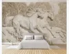 Personnalisé 3d mural papier peint photo papier peint 3D en trois dimensions en relief blanc cheval chambre salon TV fond mural papier peint