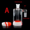 New 14mm Male Glass Ash Catcher with colorful 22ML 11ML 5ML silicone contain straight water pipe glass bong oil rig for smoking pipes