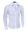 Camisa masculina nova chegada cor sólida gola mandarim negócio smoking manga longa camisa casual camisas de algodão M-5XL