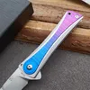 New Ball Bearing Flipper Folding Knife D2 Stone Wash Drop Pint Blade T6-6061 & Stainless Steel Handle EDC Pocket Knives