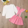 Kids Clothes Baby Girls Lace Suspender Skirt Clothing Sets Children Long Sleeve Top Mini Dresses Suits Spring Autumn Clothing Set D827