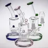 18cm Glas Bong Rosa Grön Blå Olje Riggar Glas Bongs Med Perc Perclator Dome Nail Fog Storlek 14.4mm Tjock Bas Rökning Rör