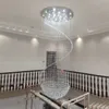 계단 드롭 펜던트 램프에 대한 로비 빅 계단 긴 나선형 크리스탈 샹들리에 LED 조명기구에 대한 크리스탈 샹들리에 조명