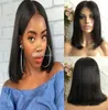 Bob corte 13x4 perucas frontais do laço 10a grau chinês virgem remy cabelo humano cor natural peruca cheia do laço entrega expressa rápida