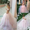 2019 Mignon Rose Blush Fleur Filles Robe De Haute Qualité Bretelles Spaghetti Junior Longueur Au Sol Longue Occasion Spéciale Robe Pageant Robe