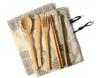 Kostenloser Versand 50set Bambus Utensilien Reisebesteck Set Umweltfreundliches Holz Outdoor Tragbares Bambusbesteck Löffel Gabel Essstäbchen