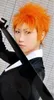 Korta orange manliga män cosplay kostym peruk för lekroll ichigo kurosaki