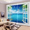 Bedroom Luxury Blackout 3D Window Curtain For Living Room Drapes Cortinas Customized sizeRoman column and sea view