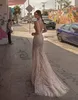 2020 Illusion sirène robes de mariée dos nu profond col en V Sexy plage robes de mariée dentelle paillettes arabe vestido de novia