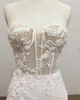Boheemse zeemeermin luxe trouwjurken tule kant applique peren kralen pailletten formele jurk strapless lace up sweep trein bruidsjurken
