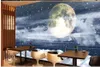 3d väggmålningar tapeter för vardagsrum vacker romantisk snöflinga moln månen snö bergslandskap restaurang bakgrundsvägg