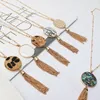 Fashion Gold Color Geometry Round leopard print Druzy Necklace Abalone Shell Tassel Druzy Necklace For Women brand Jewelry