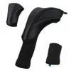 Club Heads 3Pcs Black Golf Head Covers Driver 1 3 5 Fairway Wood Headcovers Long Neck Knit Protective Cover Accessories1