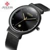 Julius Ja-426 Men's Silver Gold Brown Black Mesh rostfritt st￥l kvarts Analog diamante Dial mode Casual Waterproof Watch253h