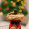 Cubierta de la botella de vino de Navidad a cuadros Decoración Vino Botella de champán Bolsa para la fiesta Decoración para el hogar Suministros de Navidad 2 colores DHL XD22316